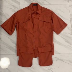 Burnt Orange Cargo Pocket Shirt